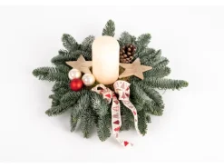 Adventsgesteck 30 cm mit 1 Kerze 100/60 Creme