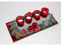 Adventsgesteck auf Polytablett 36 cm Rot