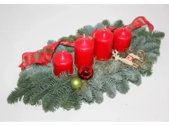 Adventsgesteck mit 4 Kerze 45 cm Rot-Gold