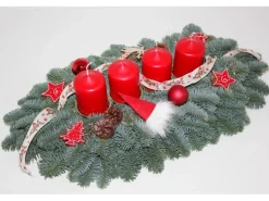 Adventsgesteck mit 4 Kerze 55 cm Rot