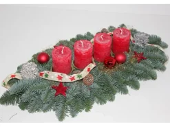Adventsgesteck mit 4 Trendkerze 55 cm Rot