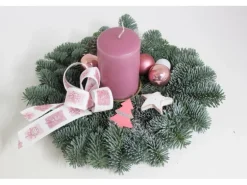 Adventsgesteck Nobilis mit 1 Kerze Ø 32 cm Altrosa