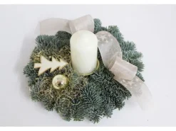 Adventsgesteck Nobilis mit 1 Kerze Ø 23 cm Creme
