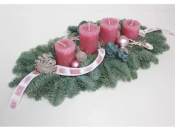 Adventsgesteck Trendkerze 55 cm Altrosa