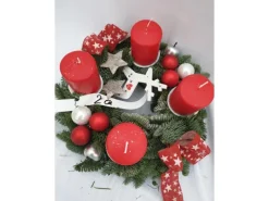 Adventskranz 30 cm Garniert Rot