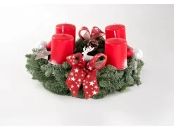 Adventskranz 30 cm Garniert Rot