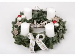 Adventskranz Garniert mit 4 Kerze 70/100 Weiß 40 cm