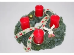 Adventskranz mit 4 Kerze Ø 30 cm Rot-Creme