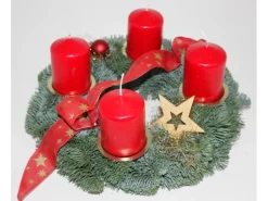 Adventskranz mit 4 Kerze Ø 30 cm Rot-Gold