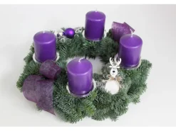 Adventskranz mit 4 Kerze Ø 30 cm Violett