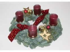 Adventskranz mit 4 Kerze Ø 35 cm Bordeaux