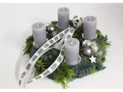 Adventskranz Mixgrün mit 4 Kerze Ø 35 cm Grau