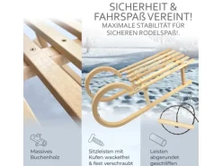 Bambiniwelt by Rafael K. Hörnerrodel 100cm Holzschlitten aus Buchenholz Hörnerschlitten mit Zugseil Rodelschlitten mit Leichtlauf-Stahlkufenbeschlägen