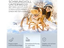 Bambiniwelt by Rafael K. Hörnerrodel 120cm Holzschlitten aus Buchenholz Hörnerschlitten mit Zugseil Rodelschlitten mit Leichtlauf-Stahlkufenbeschlägen