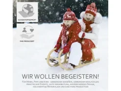 Bambiniwelt by Rafael K. Hörnerrodel 100cm mit Gurtsitz bunt Holzschlitten aus Buchenholz Hörnerschlitten mit Zugseil Leichtlauf-Stahlkufenbeschlägen