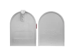 Banjado Amerikanischer Briefkasten Weiß 48x22x16cm US Mailbox Letterbox Postkasten Stahl Pulverbeschichtet Motiv Vogel Auf Tannenzweig