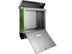 Banjado Briefkasten Edelstahl 38x39x12cm Mit Zeitungsfach Inkl. Montagematerial Motiv Vogel Auf Tannenzweig