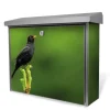 Banjado Briefkasten Edelstahl 38.5x31.5x12cm Ohne Zeitungsfach Inkl. Montagematerial Motiv Vogel Auf Tannenzweig
