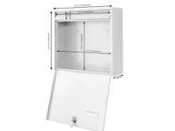 Banjado Briefkasten Weiß 36.2x32.2x10cm Groß / Inkl. Montagematerial & 2 Schlüsseln / Mit Namensschild Motiv Vogel Auf Tannenzweig