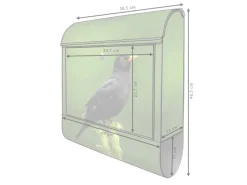 Banjado Design Briefkasten Schwarz Pulverbeschichtet 39x47x14cm 2 Schlüssel Mit Zeitungsfach Motiv Vogel Auf Tannenzweig