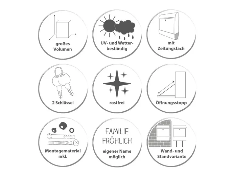 Banjado Design Briefkasten Weiß Pulverbeschichtet 39x47x14cm 2 Schlüssel Mit Zeitungsfach Motiv Vogel Auf Tannenzweig