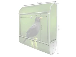 Banjado Design Briefkasten Weiß Pulverbeschichtet 39x47x14cm 2 Schlüssel Mit Zeitungsfach Motiv Vogel Auf Tannenzweig