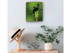 Banjado Design Schlüsselkasten Aus Edelstahl Für 10 Schlüssel 24x21,5x7cm Mit Magnetverschluss Motiv Vogel Auf Tannenzweig