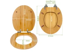 Banjado Design WC Sitz Bambus Holz Toilettendeckel Mit Absenkautomatik Klodeckel WC-Sitz Soft Close Mit Motiv Vogel Auf Tannenzweig