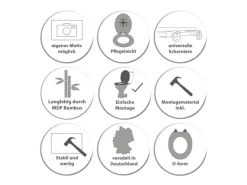 Banjado Design WC Sitz Bambus Toilettendeckel Toilettensitz Bambus Holz Klodeckel WC-Sitz Universal Scharnieren Motiv Vogel Auf Tannenzweig