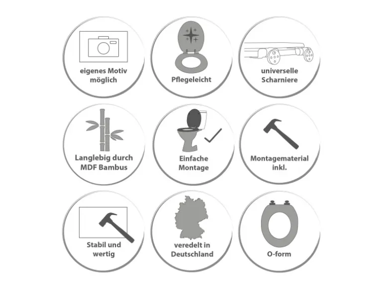 Banjado Design WC Sitz Bambus Toilettendeckel Toilettensitz Bambus Holz Klodeckel WC-Sitz Universal Scharnieren Motiv Vogel Auf Tannenzweig