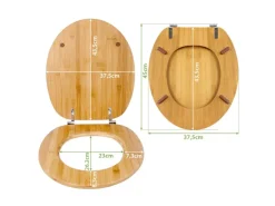 Banjado Design WC Sitz Bambus Toilettendeckel Toilettensitz Bambus Holz Klodeckel WC-Sitz Universal Scharnieren Motiv Vogel Auf Tannenzweig