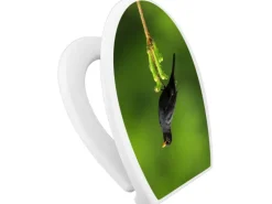 Banjado Familien WC Sitz Mit Absenkautomatik Universeller Klodeckel Mit Kindersitz Hochwertiges Polypropylen Mit Motiv Vogel Auf Tannenzweig