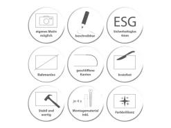 Banjado Großer Schlüsselkasten Glas 30x30cm Schwarz Scharnier Rechts 50 Haken Beschreibbar Magnetisch Motiv Vogel Auf Tannenzweig