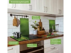 Banjado Herdabdeckplatte Glas 2 Teilig Je 30x52CM Schneidebrett Herdabdeckung Mit Motiv Vogel Auf Tannenzweig