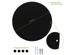 Banjado Magnettafel Rund Größe 47cm Magnetwand Schwarz Aus Metall Magnetpinnwand Pinnwand Motiv Vogel Auf Tannenzweig
