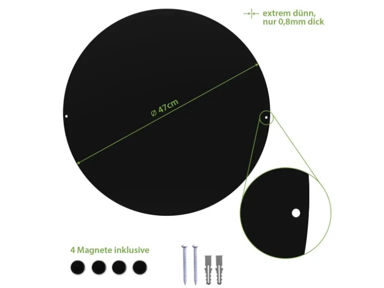 Banjado Magnettafel Rund Größe 47cm Magnetwand Schwarz Aus Metall Magnetpinnwand Pinnwand Motiv Vogel Auf Tannenzweig