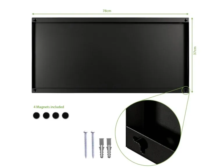 Banjado Magnettafel 78x37cm Magnetwand Schwarz Aus Metall Magnetpinnwand Pinnwand Inkl. 4 Magnete Motiv Vogel Auf Tannenzweig