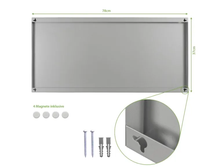 Banjado Magnettafel 78x37cm Magnetwand Silber Aus Metall Magnetpinnwand Pinnwand Inkl. 4 Magnete Motiv Vogel Auf Tannenzweig