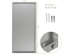 Banjado Magnettafel 37x78cm Magnetwand Silber Aus Metall Magnetpinnwand Pinnwand Inkl. 4 Magnete Motiv Vogel Auf Tannenzweig