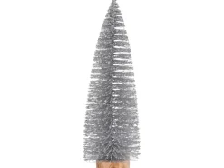 Baum Holzfuß Silber Kunststoff 32 cm x Ø 10 cm