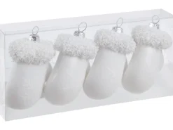 Baumschmuck-Set Fäustling 4-teilig Weiß