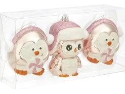 Baumschmuck-Set Pinguine 3-teilig Rosa
