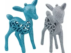 Baumschmuck-Set Rentiere 4-teilig Hellblau/Silber