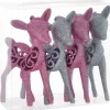 Baumschmuck-Set Rentiere 4-teilig Pink/Silber