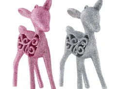 Baumschmuck-Set Rentiere 4-teilig Pink/Silber