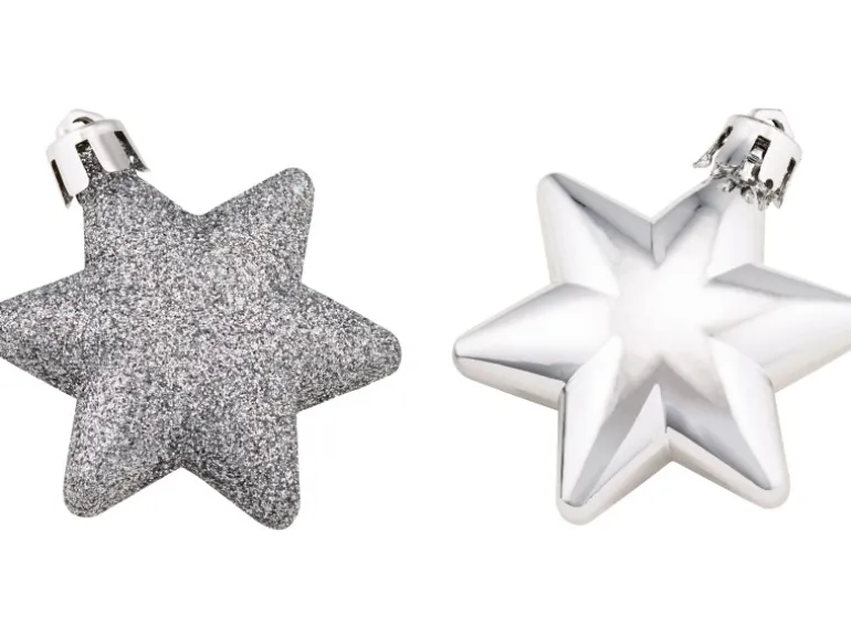 Baumschmuck-Set Sterne 12-teilig Silber