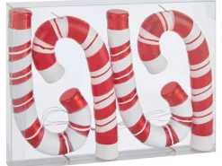 Baumschmuck-Set Zuckerstange 4-teilig Rot-Weiß