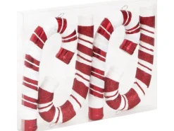 Baumschmuck-Set Zuckerstangen 4-teilig Weiß-Rot