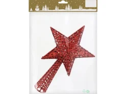 Baumspitze Stern Kunststoff mit Glitter Rot