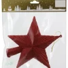 Baumspitze Stern Kunststoff 19 cm Rot Glitter